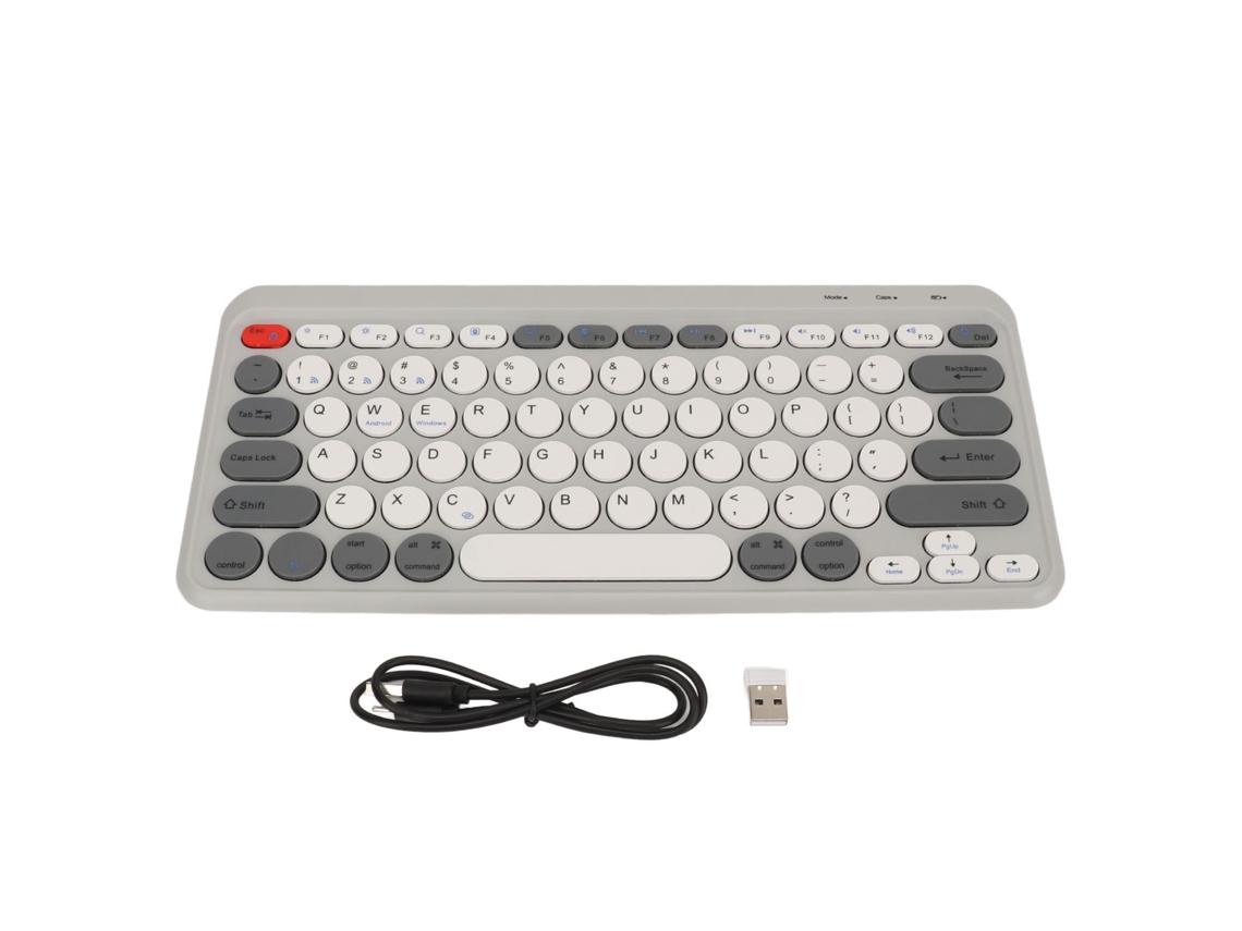 Aetheria teclado Sem Fio Bluetooth 2.4g Modo Dual Compacto Mini com Teclas Redondas Branco para Windows Android Ios