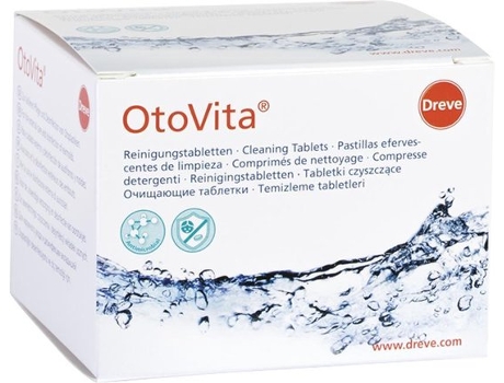 Pastilhas de Limpeza OTOVITA Pastilhas Efervescentes Aparelhos Auditivos Moldes Otoplásticos 28 Peças