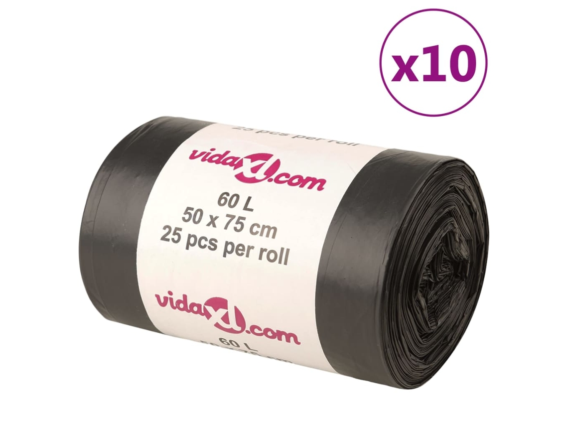 Vidaxl Sacos Do Lixo 250 Pcs 60 L Preto