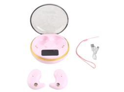 Fones Bluetooth LAXISCREED Invisíveis com Display Digital Rosa
