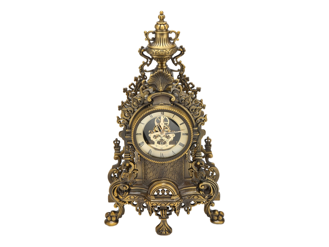 Relógio De Mesa Europeu Vintage Com Movimento Semi Mecânico Quartzo Metal