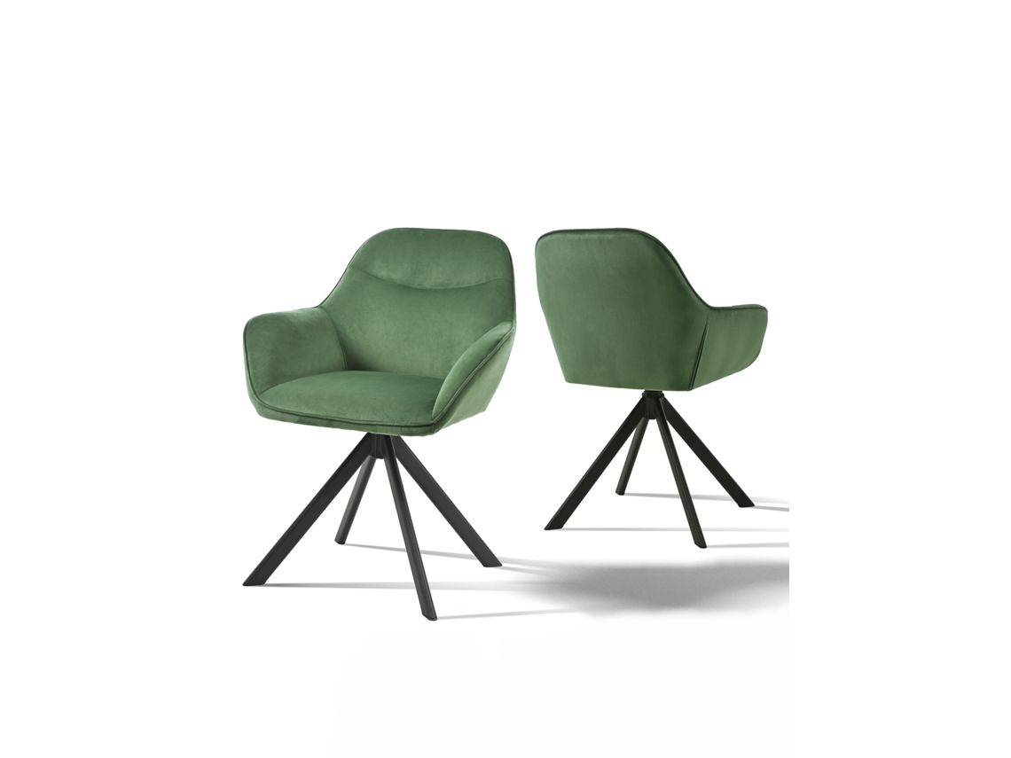 Conjunto de 2 Cadeiras de Jantar GOEURVANT Verde Floresta Veludo