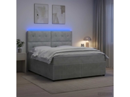 Vidaxl Cama Box Com Led E Colchão Cinzento-claro 160 X 200 Cm Veludo