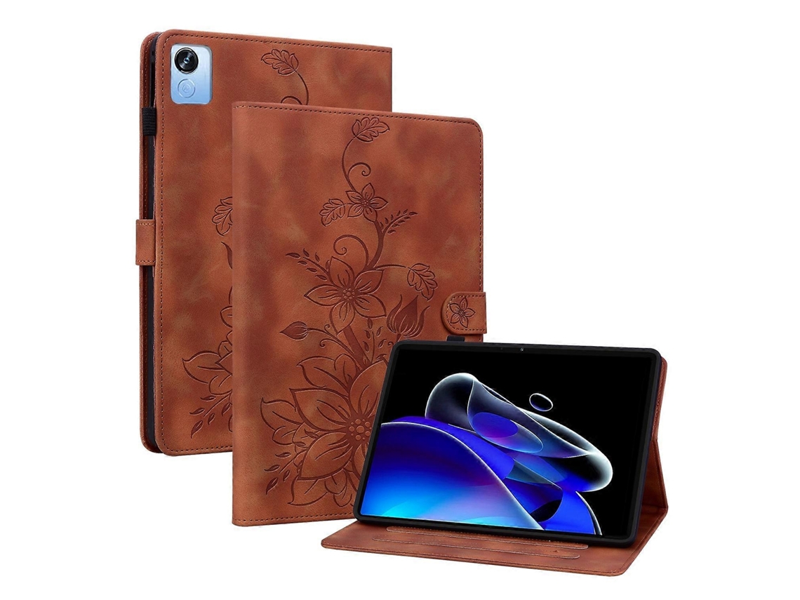 Capa De Couro Com Relevo Lily Para Tablet Realme Pad X
