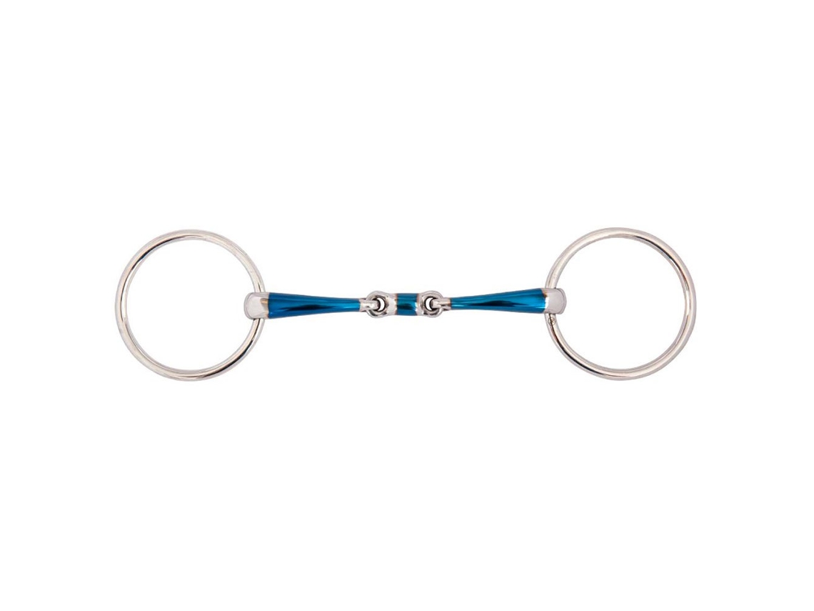 Bridões Articulados Duplos Trancar Sweet Iron 14 Mm Argolas 65 Mm Brigadeiro Azul 11.5 Cmbr