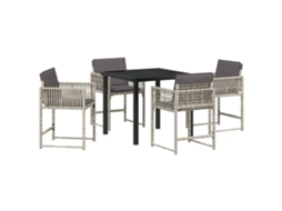 Conjunto de Jantar para Jardim 5 Pcs - Móveis de Jardim para Refeição Cinzento claro Vime Pe HARLANV1