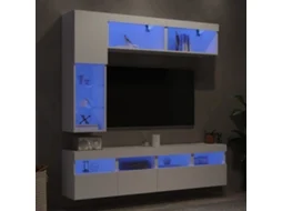 Vidaxl 7 Pcs Conjunto De Móveis De Parede Para Tv Com Luzes Led Branco