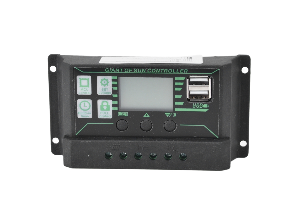 Controlador Solar PWM MPPT 20A Primerox com LCD, dual USB, ajustável | S/MARCA