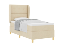 Cama Box com Colchão com Cabeceira Creme 200x90 Cm Tecido MAISON EXCLUSIVE