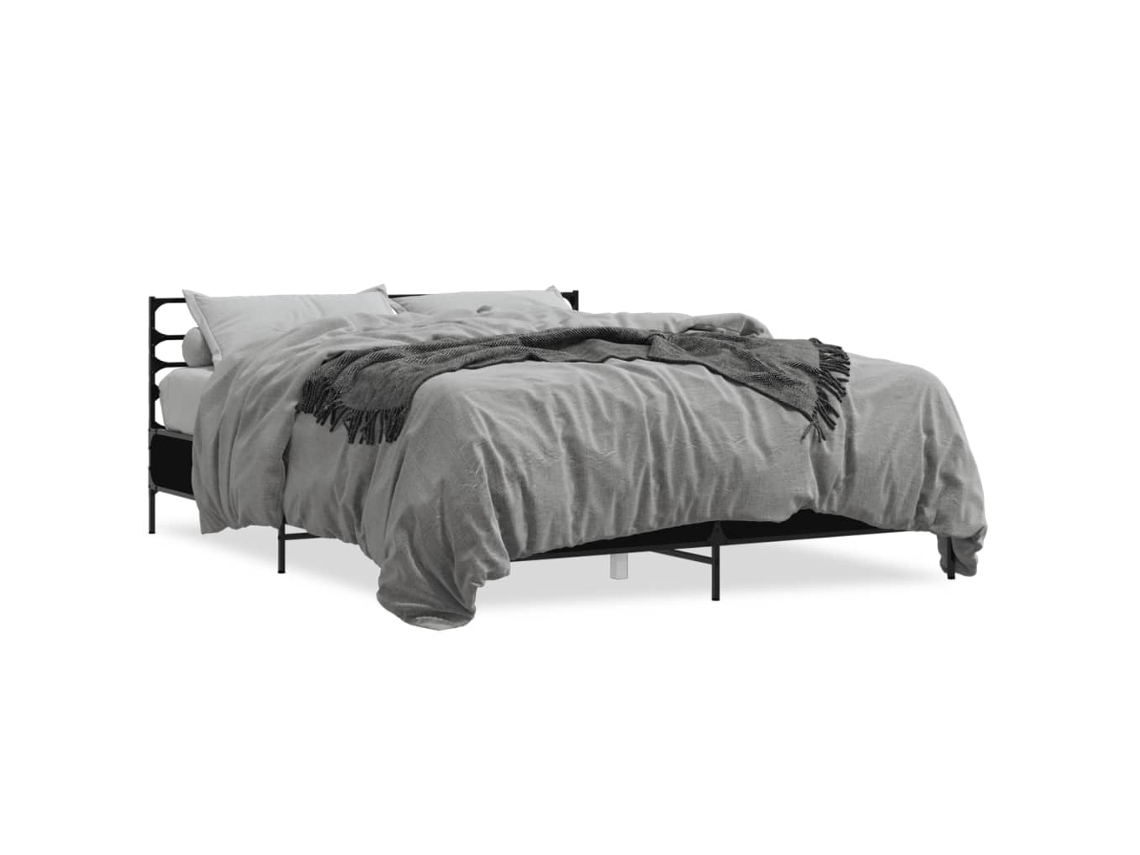 Cama Madeirametal VIDAXL Preto (203x153x74cm)