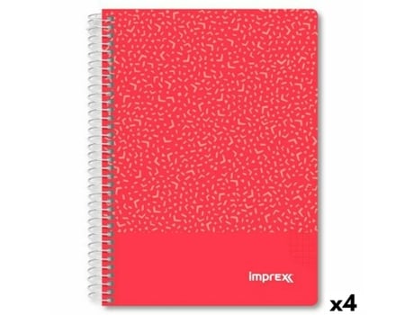 Caderno Imprex Vermelho A5 80 Folhas (4 Unidades)