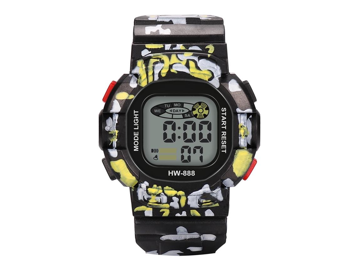 Relógio eletrônico infantil, pulseira infantil moderna em couro PVC, preta