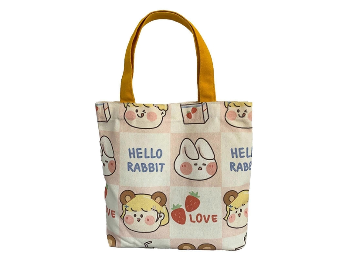 Bolsa Feminina de Lona com Estampa de Desenho Animado Fofa, Reutilizável, Macia, com Grande Capacidade para Compras, Tamanho Único. GOKOCO