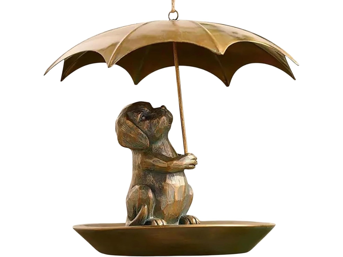 Alimentador De Pássaros Com Guarda-chuva, Dispensador De Metal Charmoso