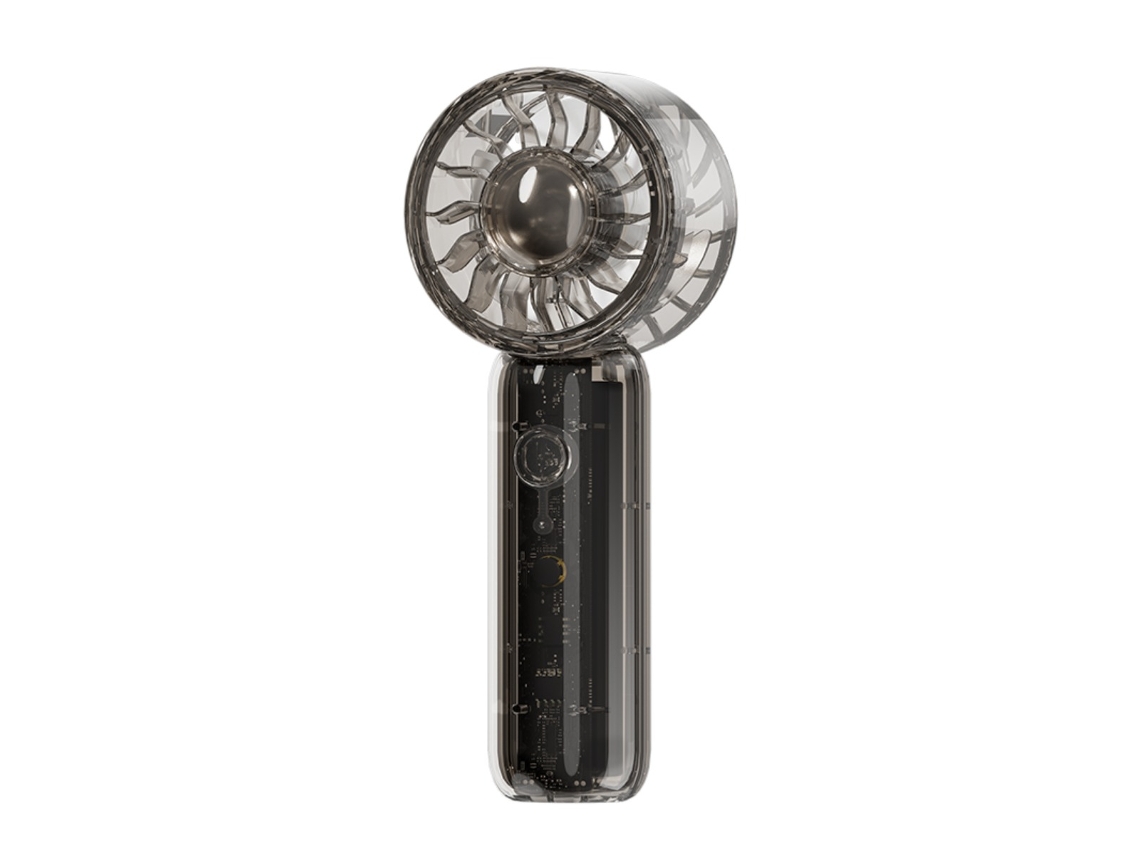 Ventilador Portátil Transparente Turbo Blade, Três Velocidades, Recarregável Via Usb Com Bateria De 1200ah E Carregamento Tipo-c, Preto