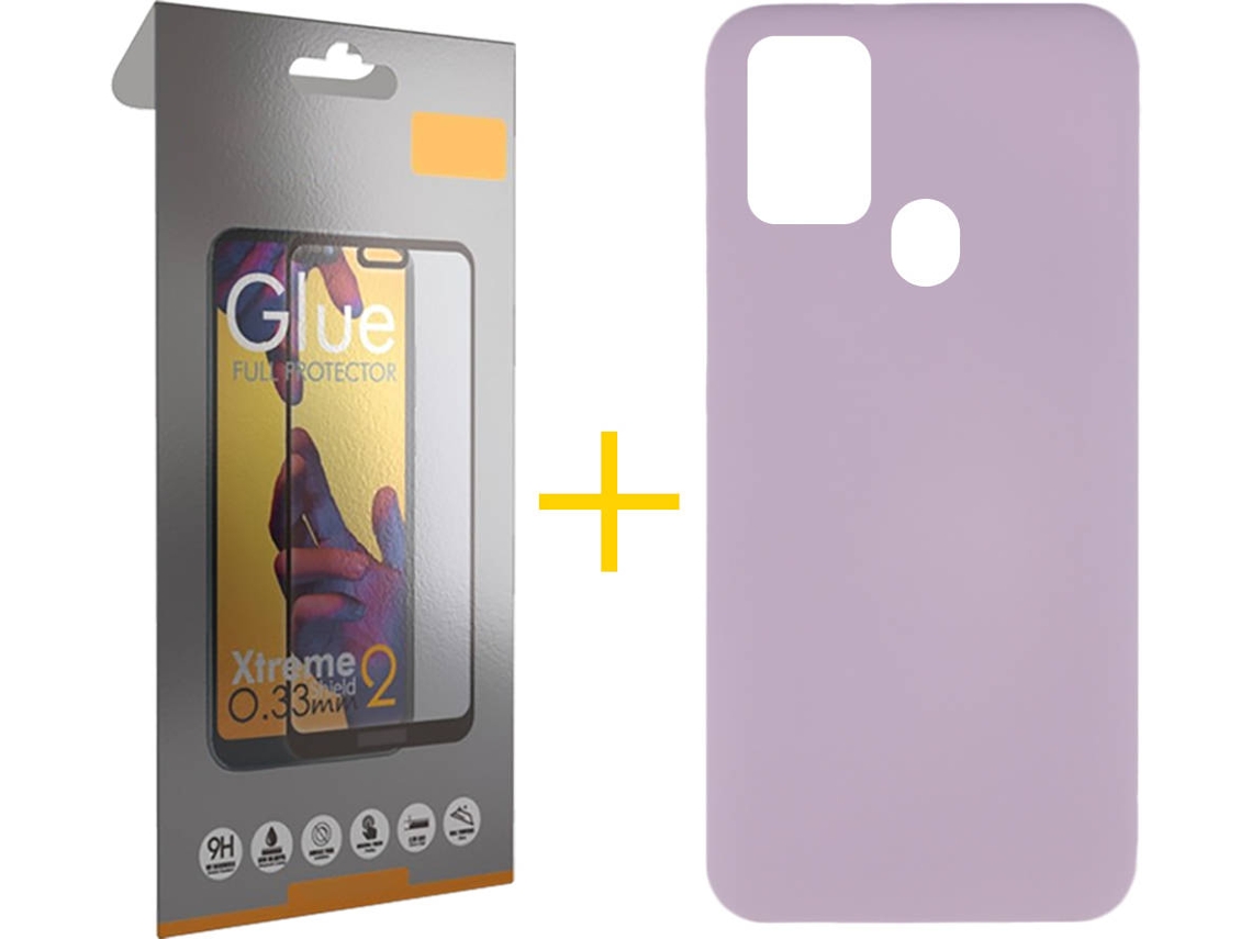 Capa e Película de Vidro Full Samsung Galaxy A21s SKYHE Silicone Líquido Roxo
