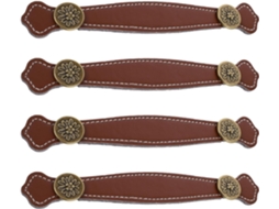 Conjunto De 4 Alças De Bagagem Vintage Em Couro E Liga De Zinco | Marrom