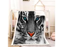 Manta com Estampa 3d de Tigre em Microfibra 150x180cm