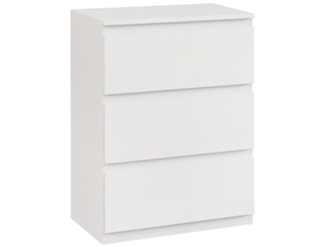 Cómoda com 3 Gavetas Melamina de Madeira cor Branco de alto brilho 55x34x75 cm HOMCOM