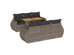 Conjunto de 7 Sofás para Jardim com Almofadões Vime Pe Cinzento MAISON EXCLUSIVE (7 pcs)