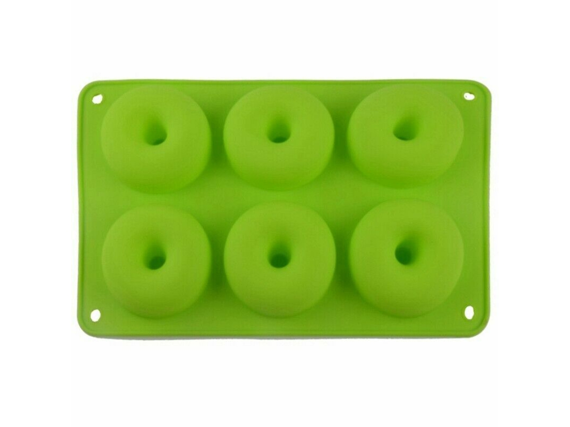 Forma de silicone com 6 cavidades para muffins, donuts, chocolate, biscoitos, cupcakes, Assar Green Zeuxo
