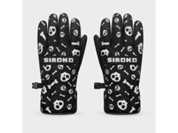 Luvas Térmicas Snowboard E Ski Para Criança Skull Preto Branco Siroko