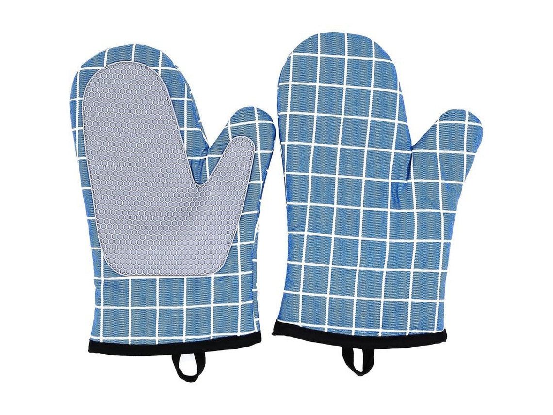 2026 luvas de Forno de Silicone Resistentes Ao Calor, Antiderrapantes, de Grau Alimentar para Cozinha, Assado, Assadura e Cozedura Azul