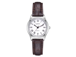 Relógio de Pulso Feminino Simples de Quartzo com Pulseira de Couro Pu Marrom Gaiety