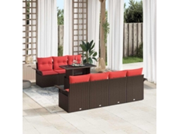 Vidaxl Conjunto De Sofá De Jardim 8 Unid. Castanho