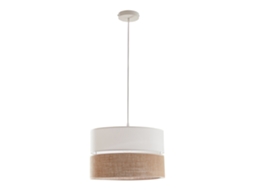 Candeeiro Suspenso Barton 1 X E27 Com Abajur Duplo Branco/linho Lux.pro