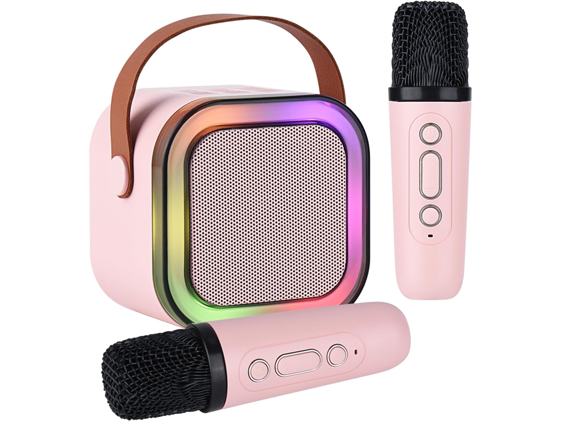 Máquina De Karaokê Modelo 2025 Para Crianças E Adultos, Mini Caixa De Som Portátil Bluetooth Com 2 Microfones Sem Fio E Luzes, Bri Aquaforge