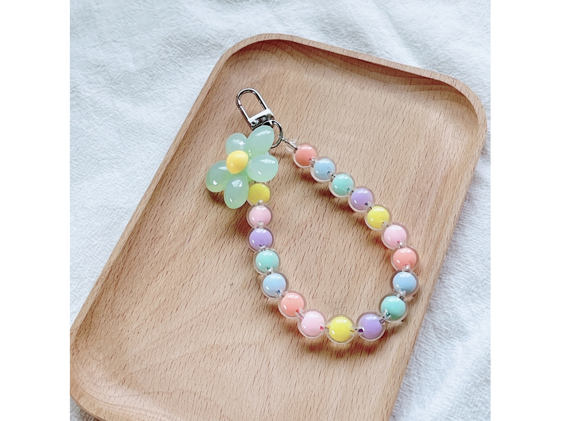 Pulseira Com Pingente Floral Para Celular, Chaveiro Criativo Com Cordão Para Pendurar, Cordão Para Celular Com Pérolas E Estampa Floral, Cordão Anti-p