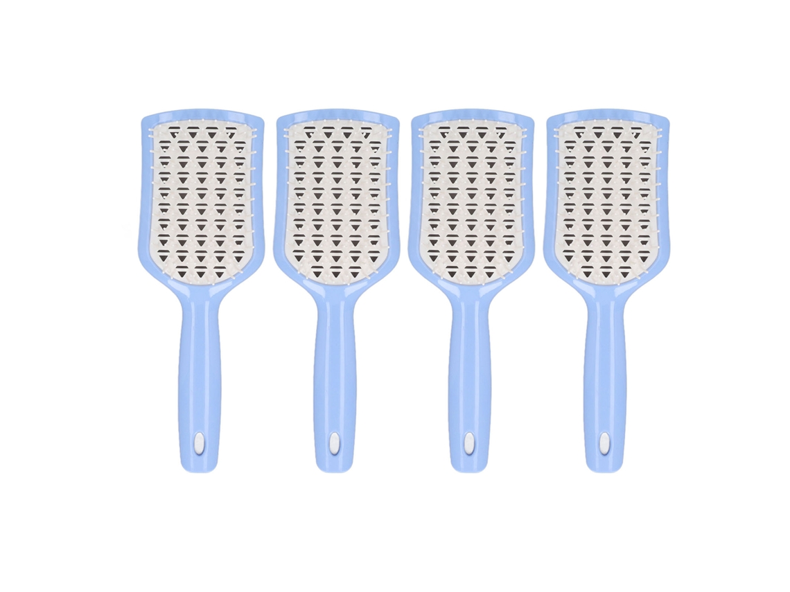 2026 4pcs Cepillo de Pelo Vented Curvo para Secado Rápido Masaje Scalp Desenredar Pelo Manejar Azul