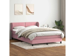 Vidaxl Cama Com Molas/colchão 160x220 Cm Veludo Rosa