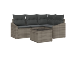 Conjunto 5 Sofá Exterior Vidaxl Cinzento-claro Vime Pe (178,5 X 123,5 X 85 Cm)