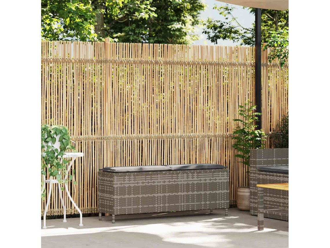Maison Exclusive - Banco De Jardim Com Almofadão 110x30x40,5 Cm Vime Pe Cinzento