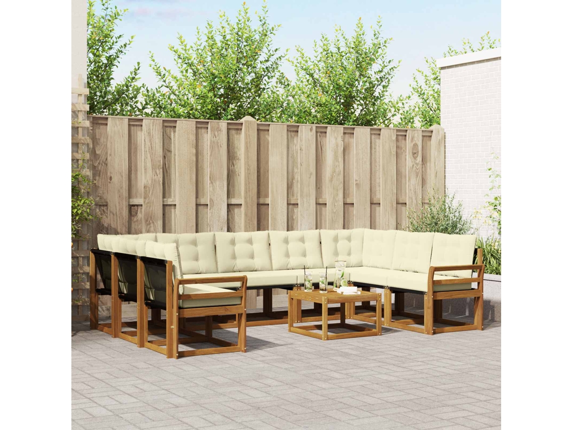 Vidaxl Conjunto De Sofás Para Exterior 10 Pcs Natural E Creme