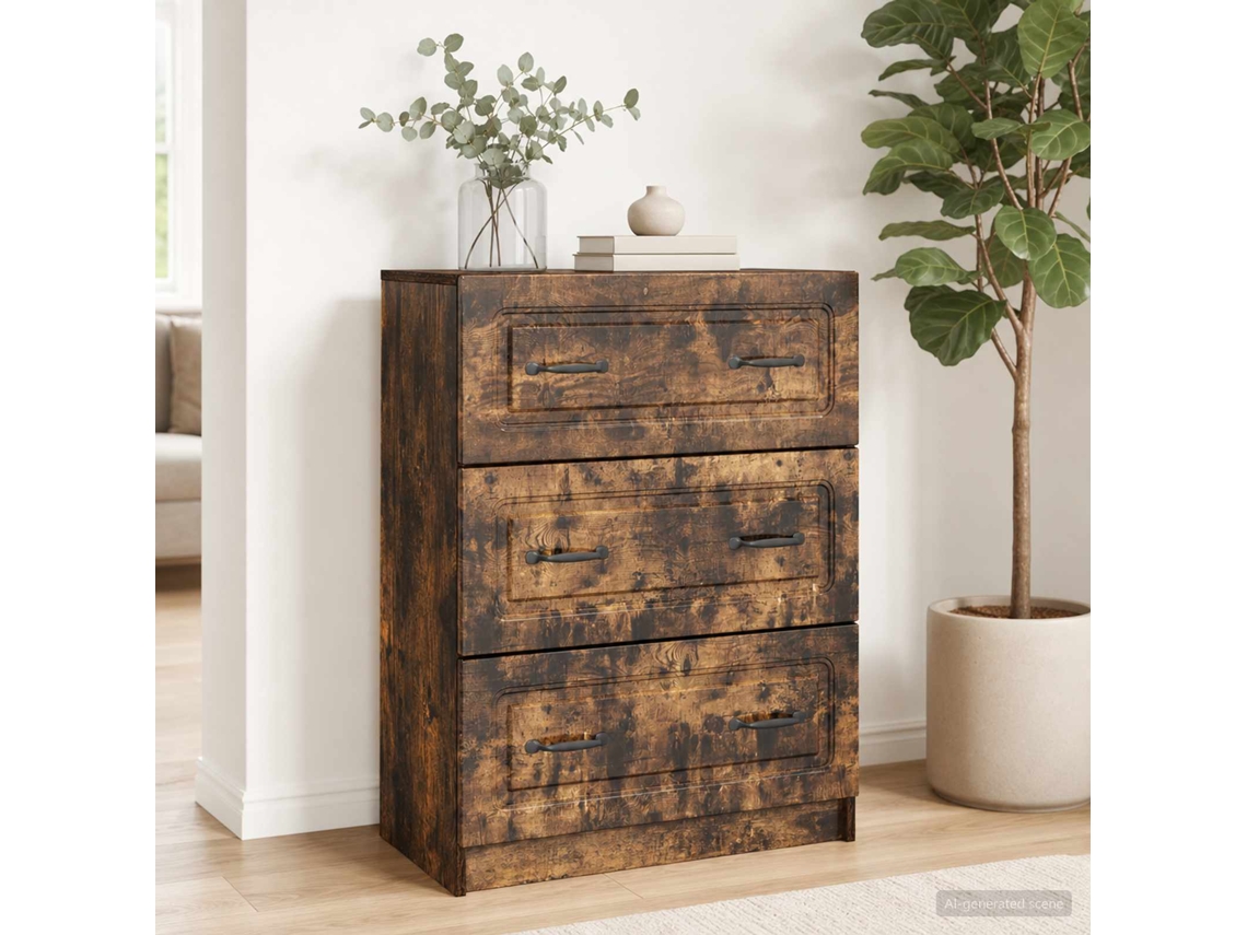 Vidaxl Gabinete De Gavetas Carvalho Fumado 66 X 34,5 X 87 Cm