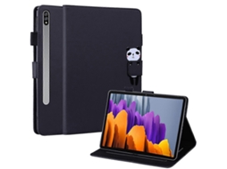 Capa de couro Hengrongshen para Samsung Galaxy Tab S8 com compartimentos para cartões, preta