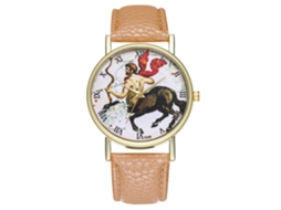 Relógio de quartzo Centaurus Universal de estilo simples com pulseira de couro para estudantes (bege)