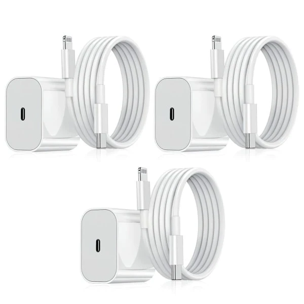 Carregador Rápido, Pack 3 Unidades, Branco, Telemóvel E Tablet