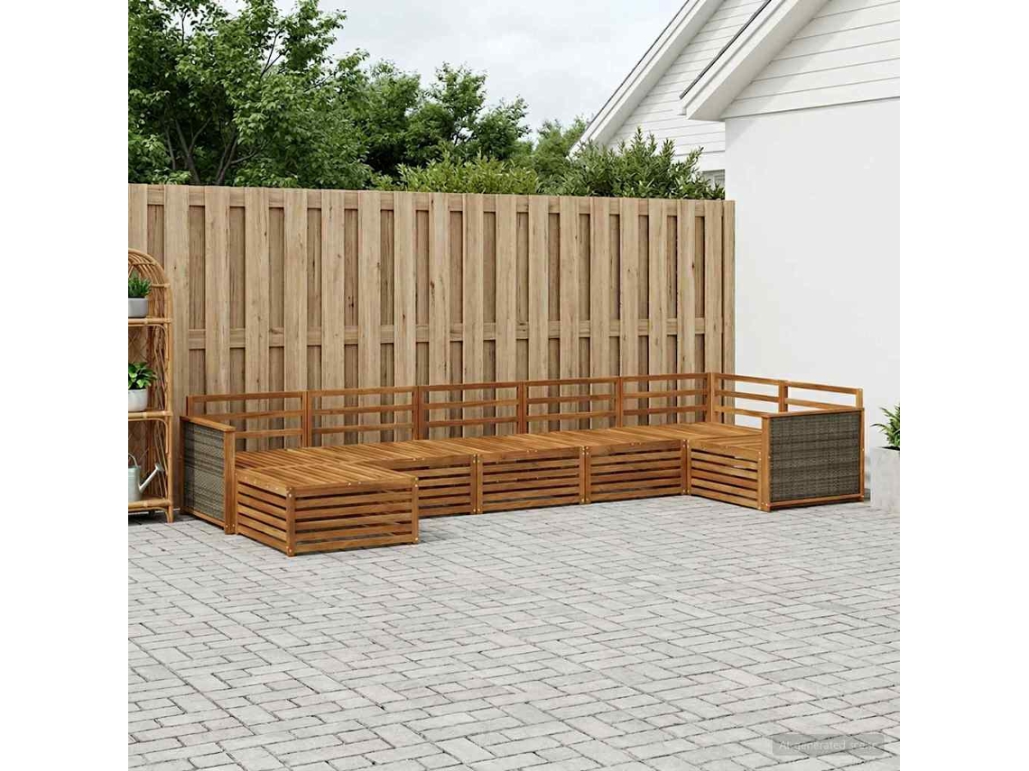 Vidaxl Conjunto De Sofás Para Exterior 7 Pcs Natural