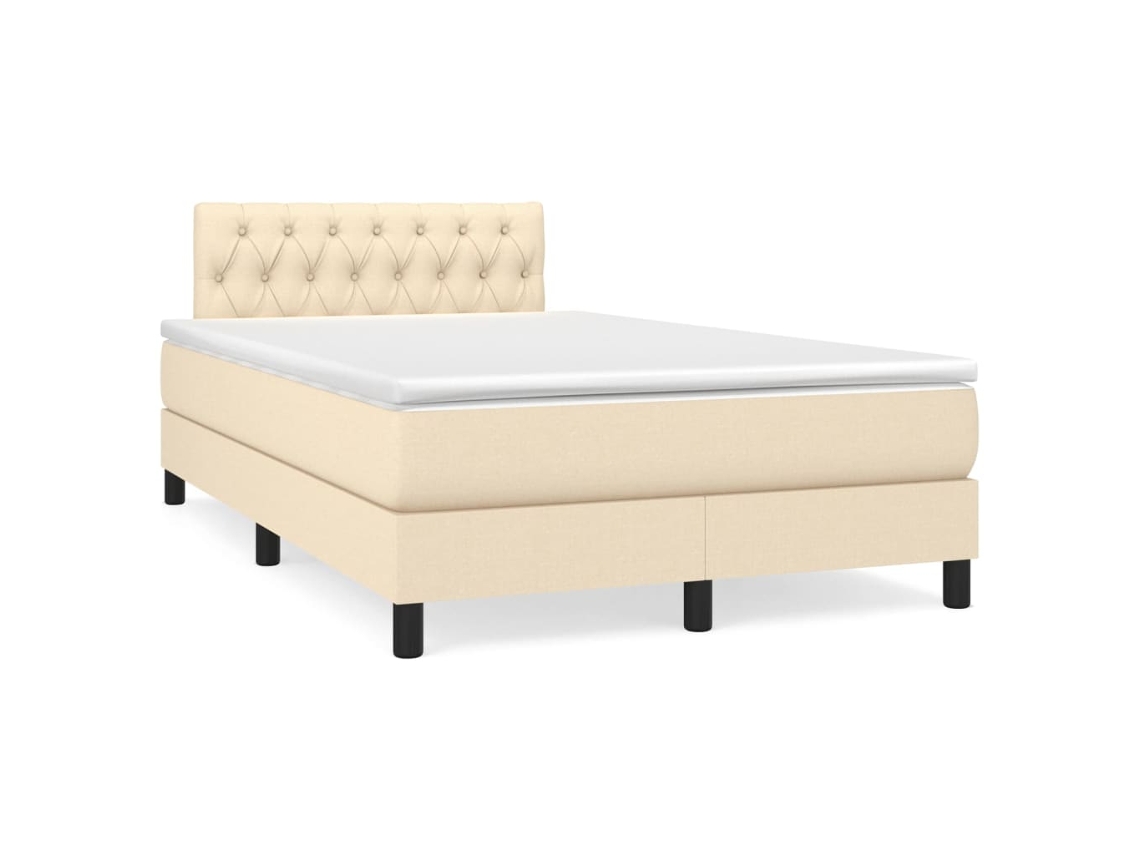 Vidaxl Cama Boxspring com Colchão 120x190 Cm Tecido Cor Creme