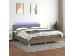 Vidaxl Cama Box Spring Colchão/led 180x200cm Tecido Cinza acastanhado