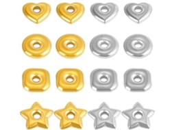 Elegância - Spacer Kralen 32 Stuks - 18k Verguld - Aço Inoxidável - Coração/estrela/quadrado/donut - 15,5 ~ 19,5 Mm - Furo: 3,5 ~ 3,8 Mm - Adornos