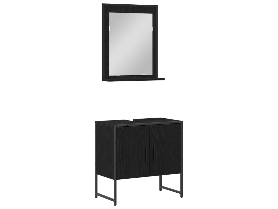 Conjunto 2 Conjunto De Banheiro Vidaxl Preto Derivados De Madeira (60 X 33 X 60 Cm)