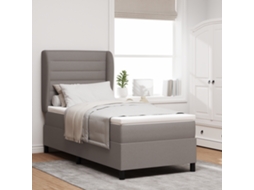 Cama Box Com Colchão Em Taupe, 90x190 Cm, Tecido