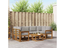 Vidaxl Conjunto De Sofás Para Exterior 7 Pcs Cinza Natural E Claro
