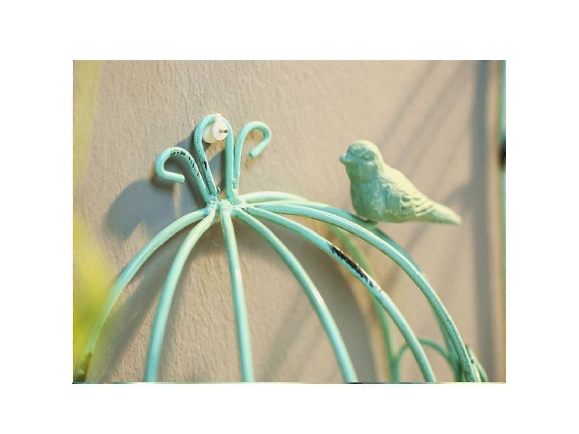 Casinha de Passarinho Retrô para Pendurar no Jardim, Decoração de Meia Casinha Passarinho com Vaso Flores, Pacote com 2 Unidades BRILVIBERA