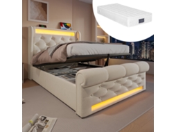 Camas ROLIPO com Arrumação e Led 90x200cm Bege